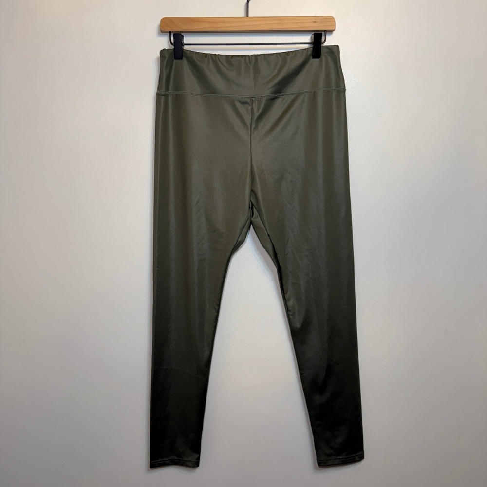 Wild Fable Olive Green Shimmer High Rise Leggings Size Large Metallic Activewear